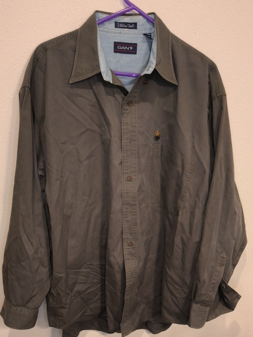 Gant Men's Olive Green Button-Front Shirt Large